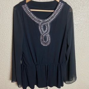 Gorgeous long sleeve top with beaded front